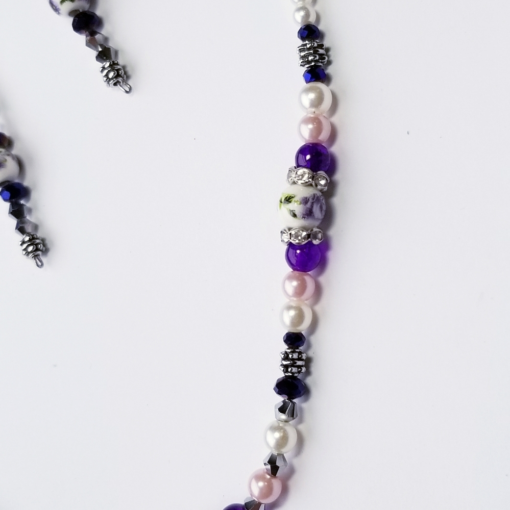 Matching beaded necklace & Earrings set